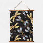 Nahtloses Muster mit goldenen Libellen Wandteppich Mit Holzrahmen (Vorderseite 2)