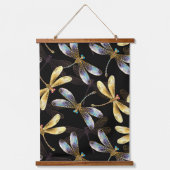 Nahtloses Muster mit goldenen Libellen Wandteppich Mit Holzrahmen (Vorderseite 3)