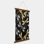 Nahtloses Muster mit goldenen Libellen Wandteppich Mit Holzrahmen (Gewinkelt)