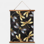 Nahtloses Muster mit goldenen Libellen Wandteppich Mit Holzrahmen (Vorderseite 2)