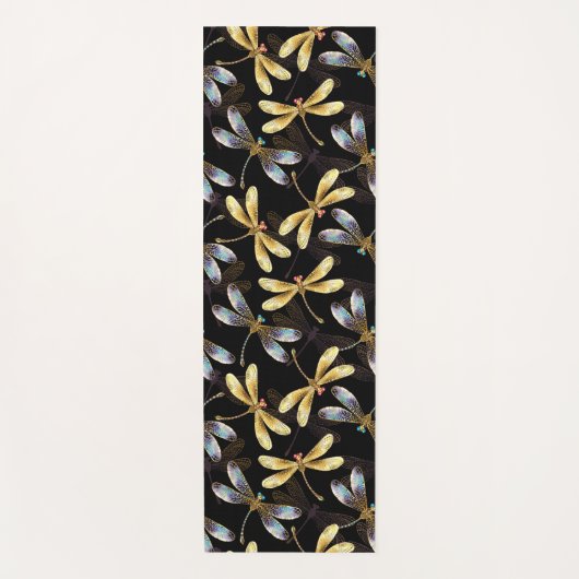 Nahtloses Muster mit goldenen Libellen Yogamatte (Vorderseite)