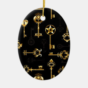 Nahtloses Muster mit goldenen Schlüsseln Keramik Ornament