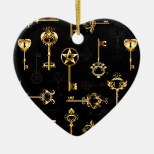 Nahtloses Muster mit goldenen Schlüsseln Keramik Ornament