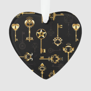 Nahtloses Muster mit goldenen Schlüsseln Ornament