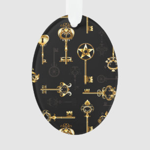 Nahtloses Muster mit goldenen Schlüsseln Ornament