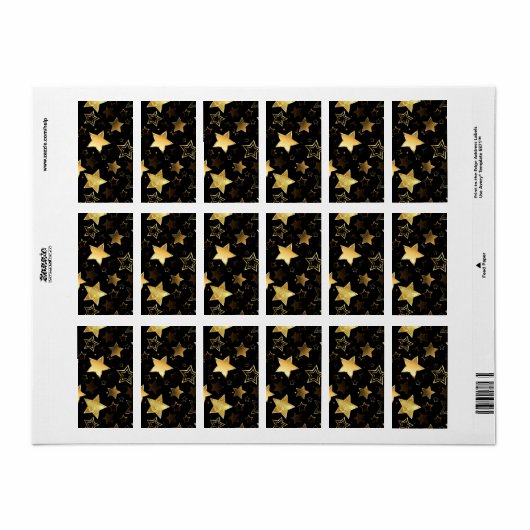 Nahtloses Muster mit goldenen Sternen Adressaufkleber (Vorne)