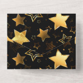 Nahtloses Muster mit goldenen Sternen All In One Einladung (Rückseite)