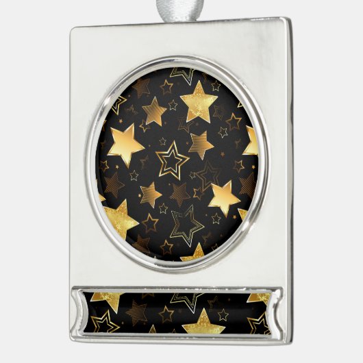 Nahtloses Muster mit goldenen Sternen Banner-Ornament Silber (Links)