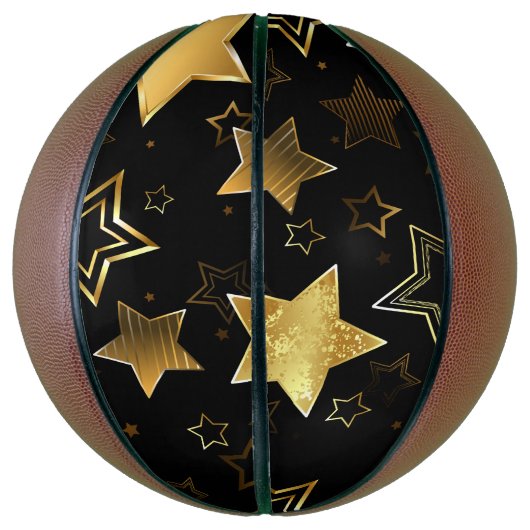 Nahtloses Muster mit goldenen Sternen Basketball (Vertikal)