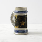 Nahtloses Muster mit goldenen Sternen Bierglas (Vorderseite Links)