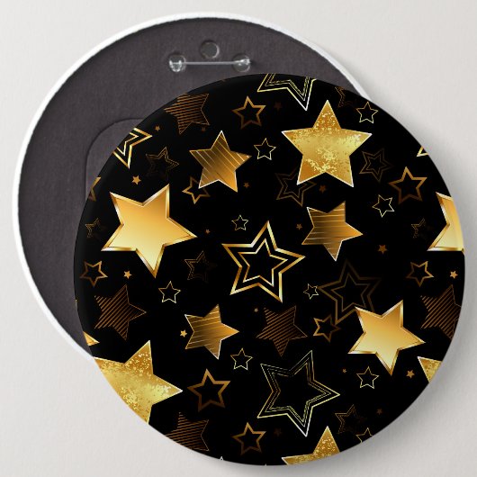 Nahtloses Muster mit goldenen Sternen Button (Vorne & Hinten)