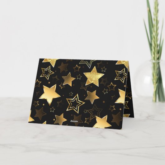 Nahtloses Muster mit goldenen Sternen Dankeskarte (Rückseite)