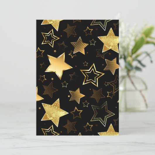 Nahtloses Muster mit goldenen Sternen Dankeskarte (Stehend Vorderseite)