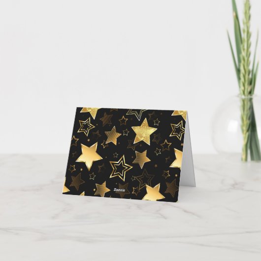 Nahtloses Muster mit goldenen Sternen Dankeskarte (Rückseite)