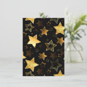 Nahtloses Muster mit goldenen Sternen Einladung (Stehend Vorderseite)