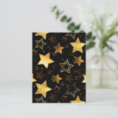 Nahtloses Muster mit goldenen Sternen Feiertagspostkarte (Stehend Vorderseite)