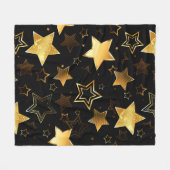 Nahtloses Muster mit goldenen Sternen Fleecedecke (Vorderseite (Horizontal))