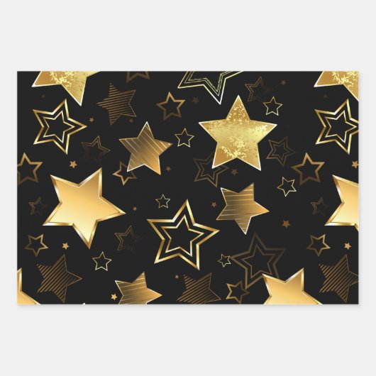 Nahtloses Muster mit goldenen Sternen Geschenkpapier Set (Vorderseite 3)
