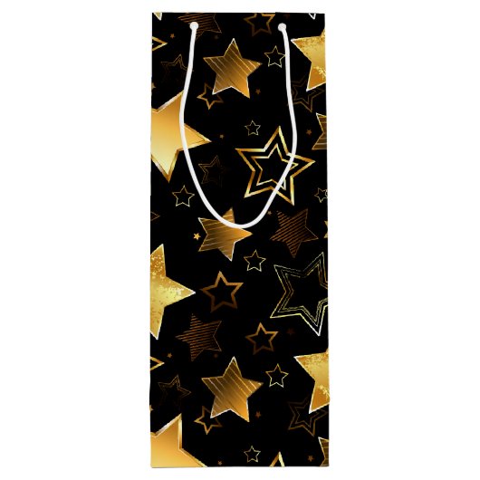 Nahtloses Muster mit goldenen Sternen Geschenktüte Für Weinflaschen (Rückseite)