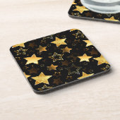 Nahtloses Muster mit goldenen Sternen Getränkeuntersetzer (Linke Seite)