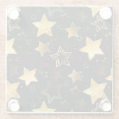 Nahtloses Muster mit goldenen Sternen Glasuntersetzer (Rückseite)