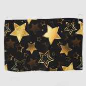 Nahtloses Muster mit goldenen Sternen Golfhandtuch (Horizontal)