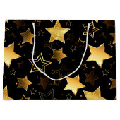 Nahtloses Muster mit goldenen Sternen Große Geschenktüte (Vorderseite)
