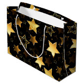 Nahtloses Muster mit goldenen Sternen Große Geschenktüte (Rückseite Schrägansicht)