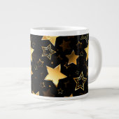 Nahtloses Muster mit goldenen Sternen Jumbo-Tasse (Vorderseite Rechts)