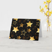 Nahtloses Muster mit goldenen Sternen Karte (Gelbe Blume)