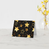 Nahtloses Muster mit goldenen Sternen Karte (Gelbe Blume)