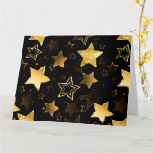 Nahtloses Muster mit goldenen Sternen Karte (Gelbe Blume)