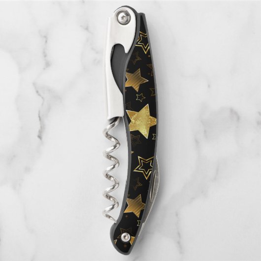 Nahtloses Muster mit goldenen Sternen Kellnermesser (Vorderseite)