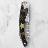 Nahtloses Muster mit goldenen Sternen Kellnermesser (Rückseite)