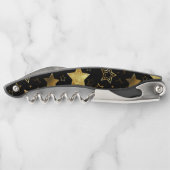 Nahtloses Muster mit goldenen Sternen Kellnermesser (Rückseite)