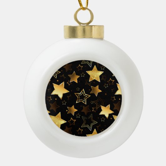 Nahtloses Muster mit goldenen Sternen Keramik Kugel-Ornament (Vorderseite)