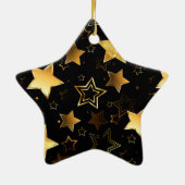 Nahtloses Muster mit goldenen Sternen Keramik Ornament (Hinten)