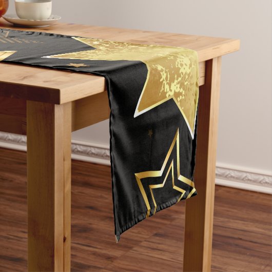 Nahtloses Muster mit goldenen Sternen Kurzer Tischläufer (Beispiel)