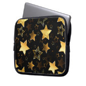 Nahtloses Muster mit goldenen Sternen Laptopschutzhülle (Vorderseite Links)