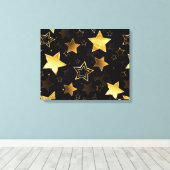 Nahtloses Muster mit goldenen Sternen Leinwanddruck (Insitu (Holzboden))