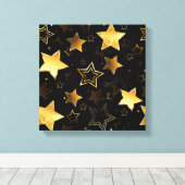 Nahtloses Muster mit goldenen Sternen Leinwanddruck (Insitu (Holzboden))