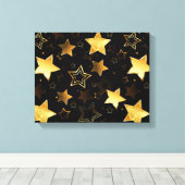 Nahtloses Muster mit goldenen Sternen Leinwanddruck (Insitu (Holzboden))