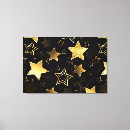 Nahtloses Muster mit goldenen Sternen Leinwanddruck (Vorderseite)