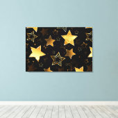 Nahtloses Muster mit goldenen Sternen Leinwanddruck (Insitu (Holzboden))