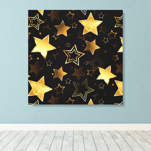 Nahtloses Muster mit goldenen Sternen Leinwanddruck (Insitu (Holzboden))