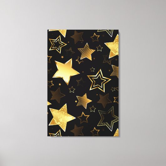 Nahtloses Muster mit goldenen Sternen Leinwanddruck (Vorderseite)