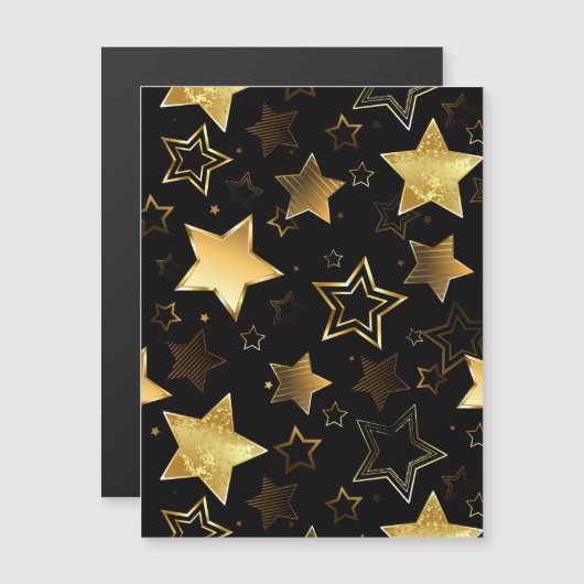 Nahtloses Muster mit goldenen Sternen Magneteinladung (Vorne/Hinten)