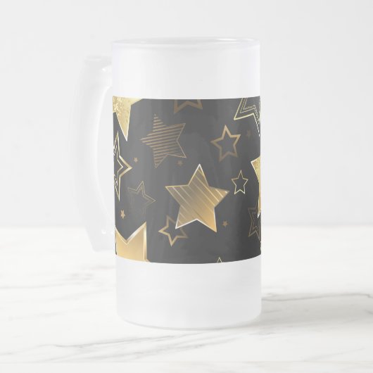 Nahtloses Muster mit goldenen Sternen Mattglas Bierglas (Vorderseite Links)