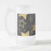 Nahtloses Muster mit goldenen Sternen Mattglas Bierglas (Links)