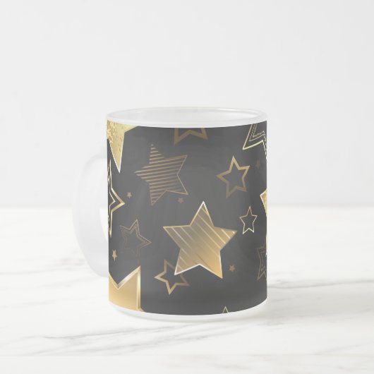 Nahtloses Muster mit goldenen Sternen Mattglastasse (Vorderseite Links)